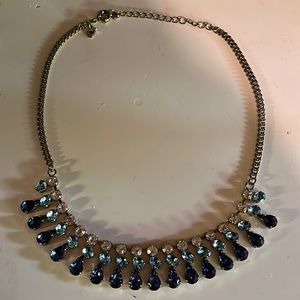 Shades of aqua and blue crystal J Crew Statement Necklace